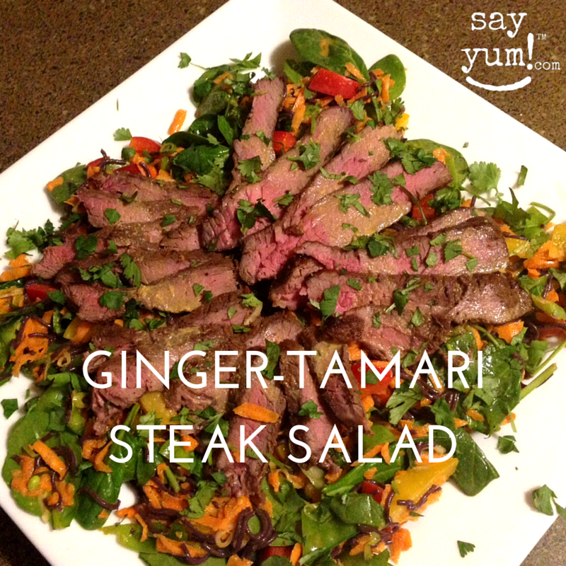 ginger-tamari steak salad green chef review say yum