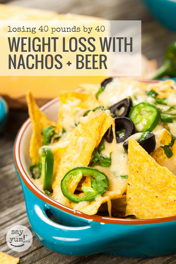 Check out one mama's experiment to lose 40 pounds by 40, in 8 months, eating nachos and drinking beer.